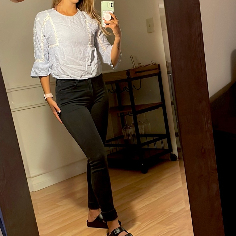 Light blue seersucker top
